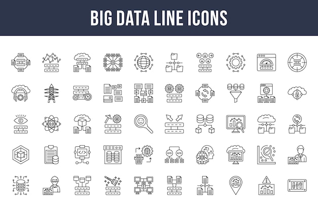Icônes de ligne Big Data