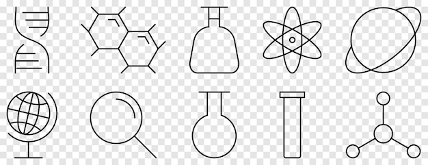 Icônes De Ligne De Chimie Et De Science