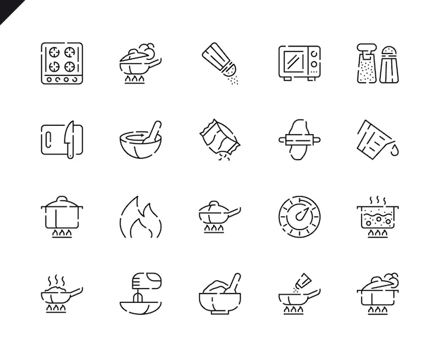 Icônes De Ligne De Cuisson Set Simple Pour Site Web Et Applications Mobiles.