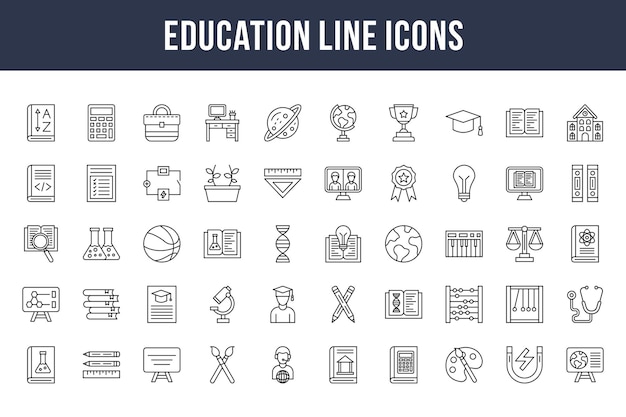 Icônes de ligne d'éducation