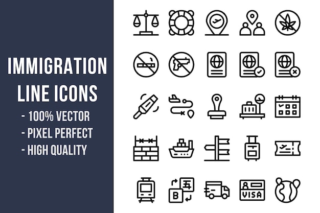 Icônes de ligne d'immigration