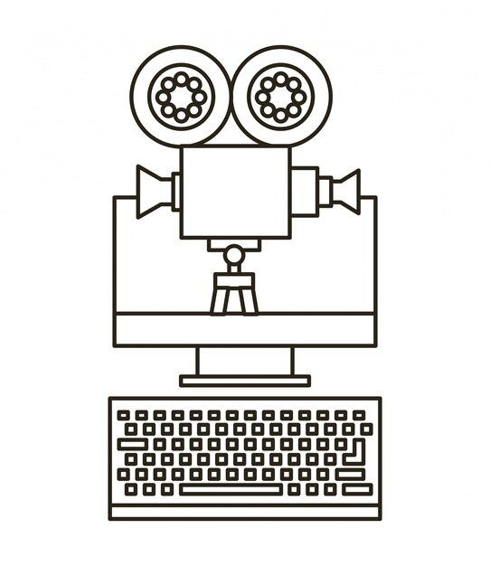 Icônes De Ligne Plate Marketing Vidéo