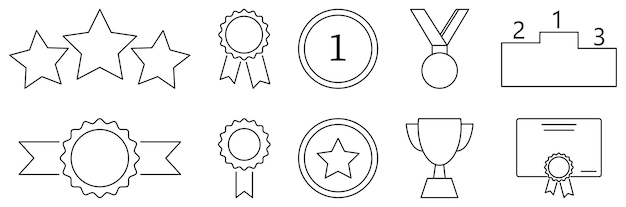 Vecteur icones de la ligne de récompense symboles de réalisation illustration vectorielle isolée sur fond blanc