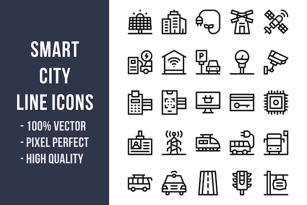 Icônes de ligne de ville intelligente