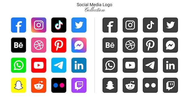 Icônes de logo de réseau social populaire facebook instagram youtube pinterest et etc icônes de logo