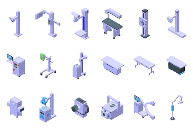 Icônes De Machine à Rayons X Définies Vecteur Isométrique Dispositif Médical