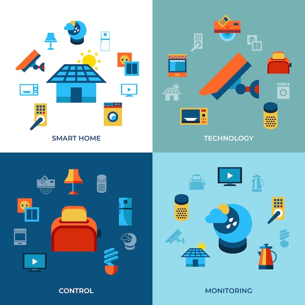 Icônes De Maison Numérique Intelligente Sans Fil