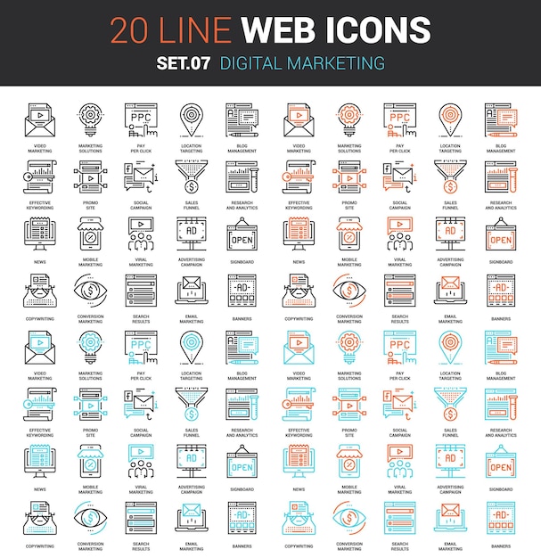 Icônes De Marketing Numérique