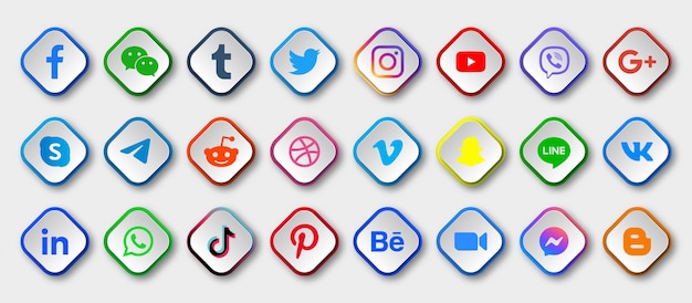 Icônes De Médias Sociaux Avec Boutons Ronds Modernes