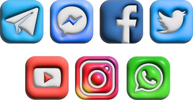 icônes de médias sociaux vecteur 3d