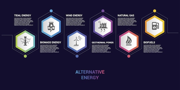 Icônes De Modèle D'énergie Alternative Infographique Dans Différents