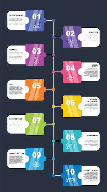 Icônes De Modèle De Formation Commerciale Infographique Dans Différents