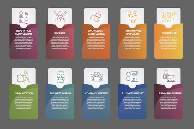 Icônes de modèle de gestion de réputation infographique dans