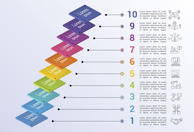 Icônes De Modèle D'industrie Infographique Dans Différentes Couleurs