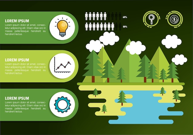 Icônes De Modèle Infographie Nature