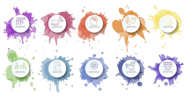 Vecteur icônes de modèle d'infographie de travail d'équipe dans différentes couleurs