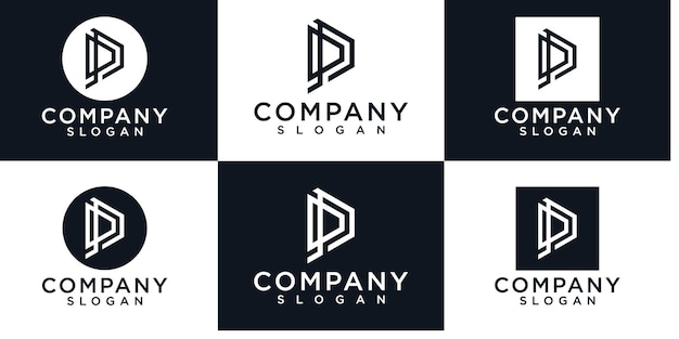 icônes de modèle de logo lettre initiale d pour les entreprises de luxe élégant simple