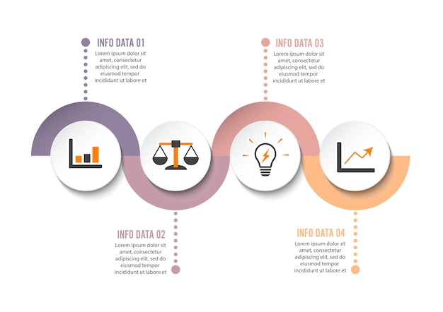 Icônes De Modèle Et Marketing Infographique. Concept D'entreprise Avec 4 Options.