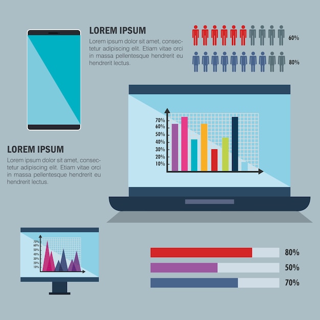 icônes de modèle technologie et affaires infographique