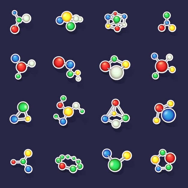 Les Icônes De La Molécule Définissent L'autocollant Vectoriel