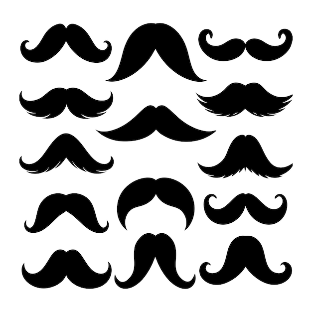 Les icônes de moustache mettent en place une illustration vectorielle sur fond blanc