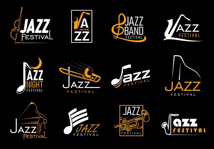 Vecteur des icônes de la musique jazz saxophone trompettes