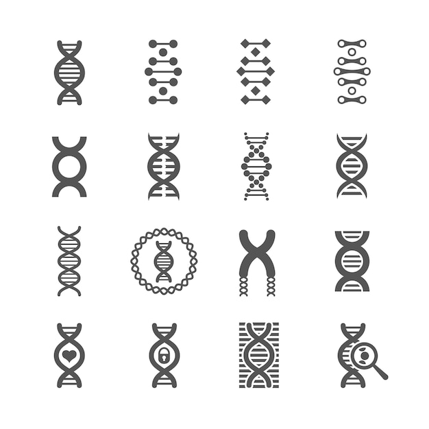 Icônes Noires De Vecteur Spirale Adn