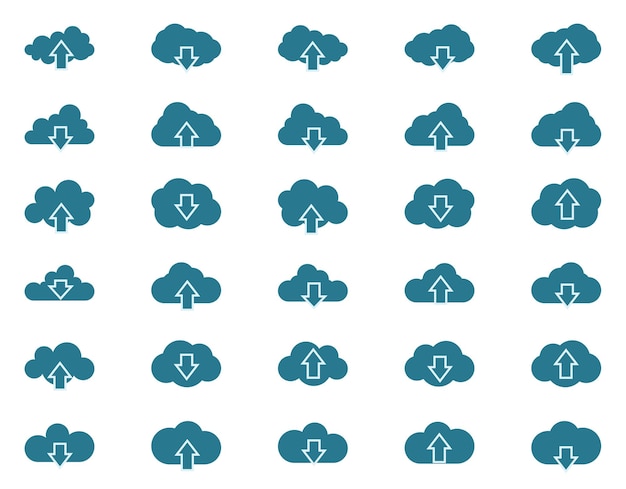 Icônes De Nuage Définir Le Pictogramme D'illustration Vectorielle