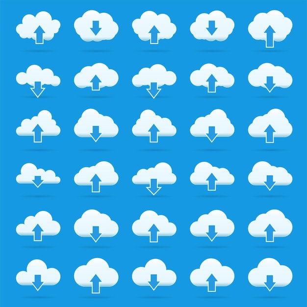 Icônes De Nuage Définir Le Pictogramme D'illustration Vectorielle