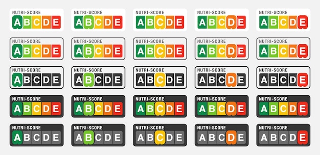 Les icônes NutriScore sont des étiquettes autocollantes conçues pour l'emballage du système de notation des aliments.