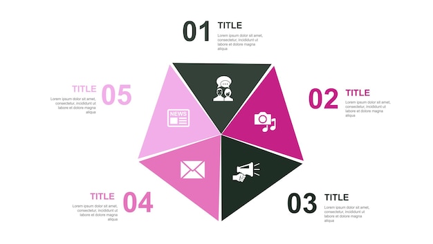 Icônes d'optimisation de la qualité du support de vente de services Modèle de mise en page de conception infographique Concept de présentation créative en 5 étapes