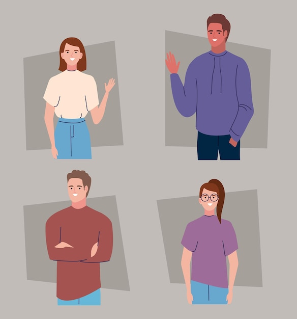 Icônes Personnes Dans Différentes Poses