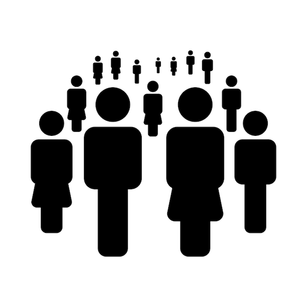 Icones de personnes vecteur groupe de personnes masculin et féminin symbole dans l'illustration de pictogramme glyphique