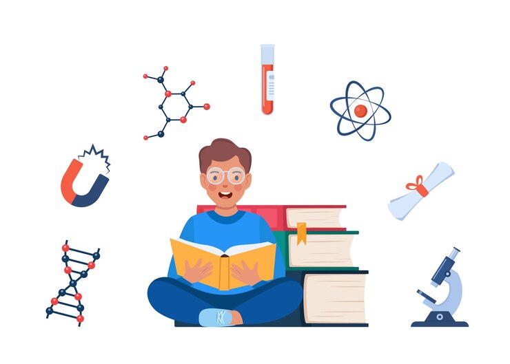 Vecteur icones physiques, chimiques et biologiques autour de l'école