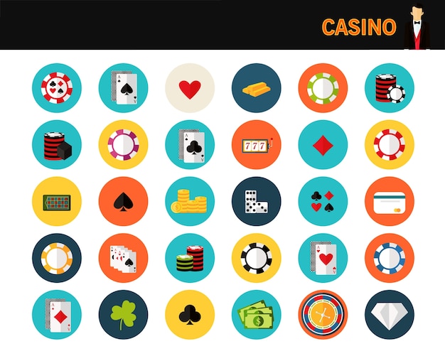 Icônes Plates Du Concept De Casino.