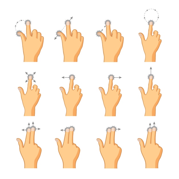 Icônes Plates De Gestes Tactiles