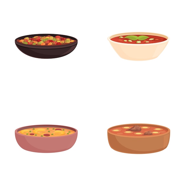 Des icônes de plats espagnols, un vecteur de dessins animés, un plat de cuisine espagnole traditionnelle.