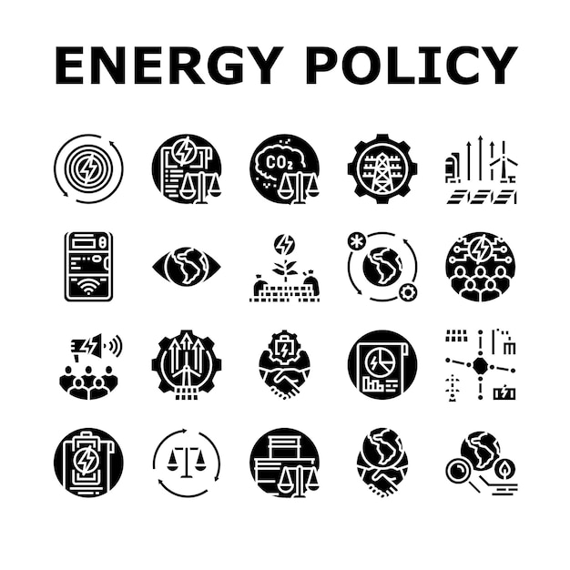 Les Icônes De La Politique De L'infrastructure énergétique Fixent Le Vecteur