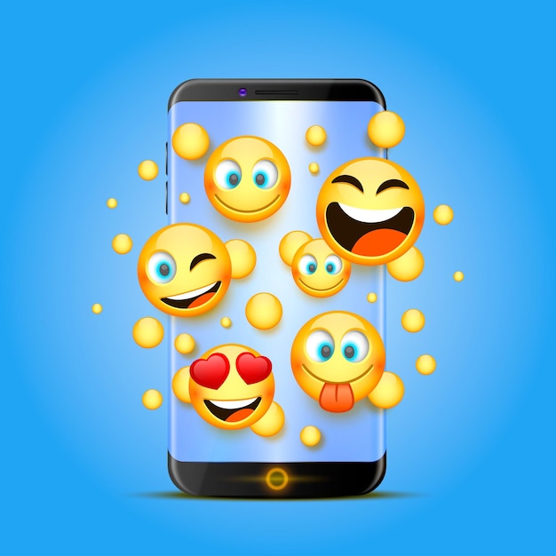 Vecteur icônes pour emoji du téléphone sur fond orange. illustration vectorielle