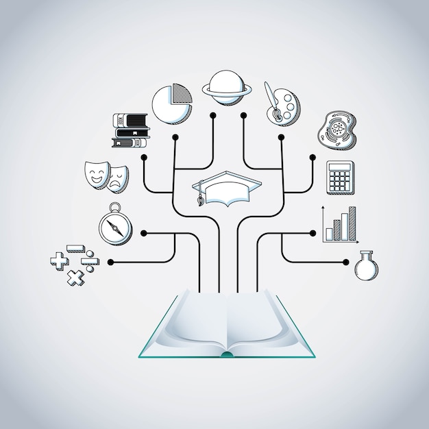 Vecteur icônes de présentation de l'éducation infographique