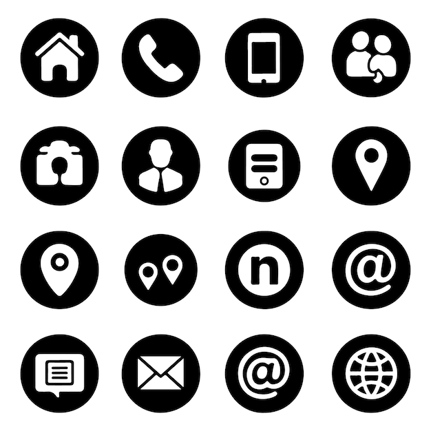 Icones professionnelles de silhouette pour les cartes de visite