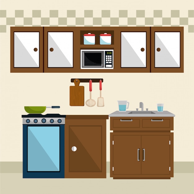 icônes de la scène moderne de cuisine