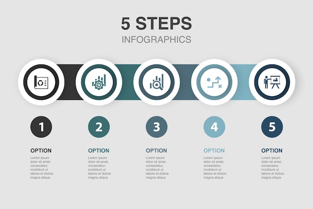 Icônes sécurisées de protection du droit de la communication de l'accord Modèle de conception infographique Concept créatif avec 5 étapes