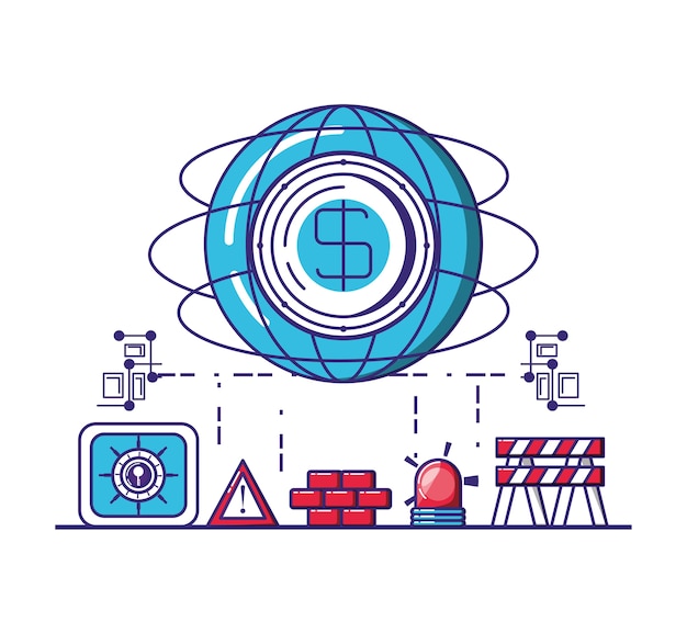 Icônes De Sécurité De Technologie Financière