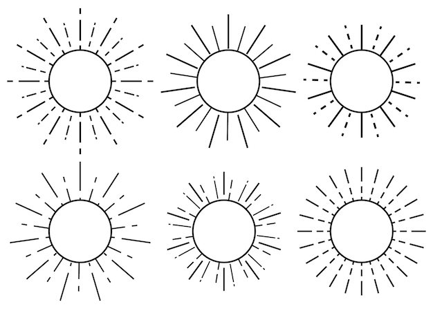 Vecteur icônes de soleil shine sun ray set vector illustration