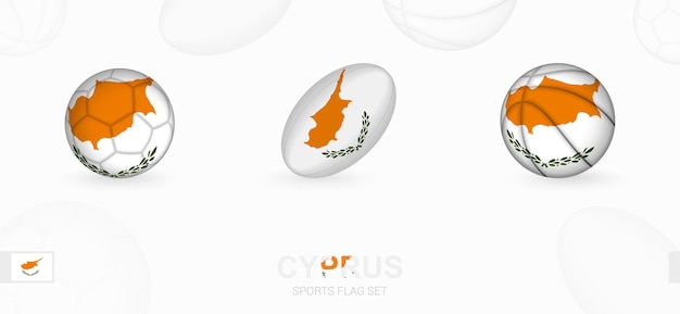 Icônes Sportives Pour Le Football, Le Rugby Et Le Basket-ball Avec Le Drapeau De Chypre.