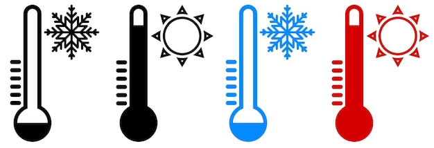 Icônes De Thermomètre Météo Avec Mesure De La Température Extérieure Haute Et Basse Température