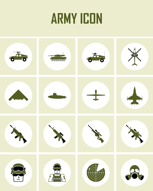 Vecteur icônes universelles de l'armée à utiliser pour l'interface utilisateur web et mobile