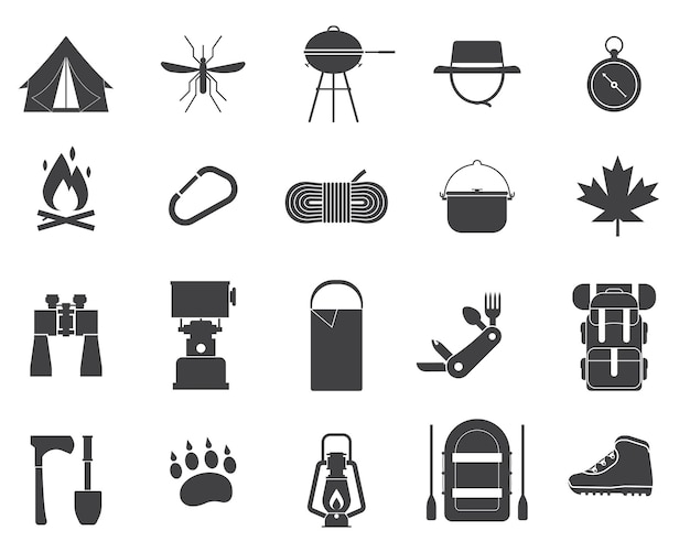Vecteur icônes vectorielles de camping et de randonnée