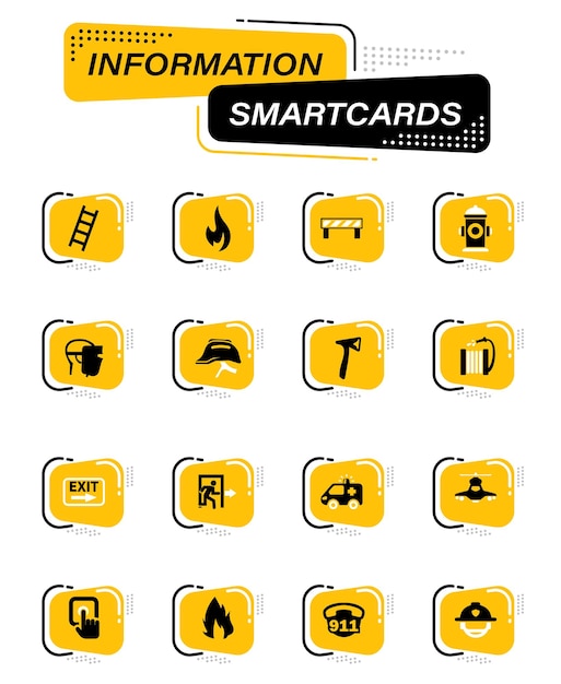 Icônes Vectorielles De Couleur D'urgence Sur Les Cartes à Puce D'information Pour La Conception De L'interface Utilisateur